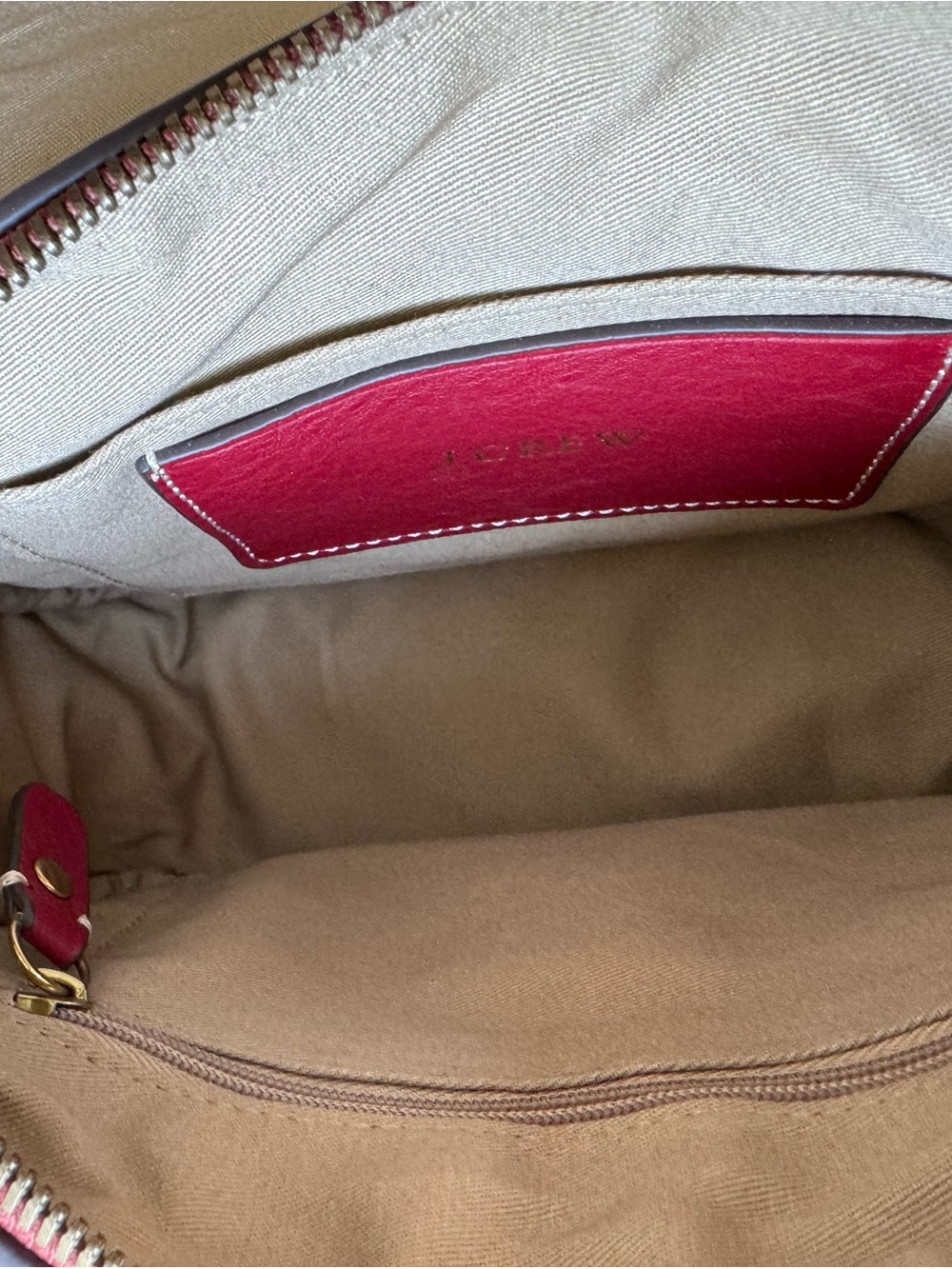 J.Crew Red leather crossbody with red and navy strap - Picture 7 of 12
